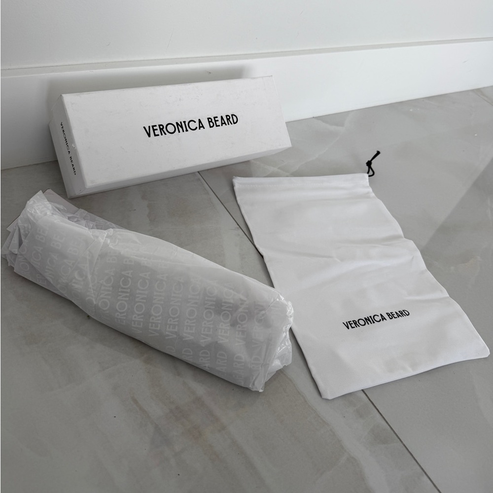 Veronica Beard Sandal Shoe Box with New Drawstring Bag & Logo Tissue Paper